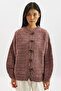 Wide Buttoned Knit Cardigan Burgundy - 2