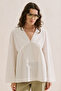 Poplin Wide Sleeves V-Neck Shirt Ecru - 4