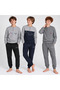 Young Men's Cotton Collared Buttoned Pocketed Gift Set 3 Pieces 2-Piece Top and Bottom Pajama Set (Al009 V1, Al008)