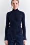 Cardigan with Cross Closure Navy Blue - 4