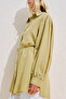 Linen Mixed Balloon Sleeve Long Tunic Green - 7