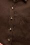 Linen Long Sleeve Crop Shirt Brown - 5