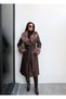 Women's Brown Fur Detailed Leather Trench Coat - 4