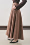 Plaid Patterned Wide Skirt Burgundy - 5