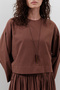Cotton Crop Long Sleeve Bluz Hot Brown - 5