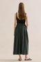 Muslin Embroidered Draped Skirt Dark Green - 5