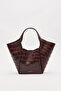 Tara Kabartma Leather Ç Bag Bordo - 5