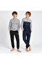 Young Men's Cotton Collared Buttoned Pocketed Gift Set 2 Pieces 2-Piece Top and Bottom Pajama Set (Al009 V1, Al008) - 2