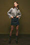 High Neck Tie-Up Blouse Gray Melange