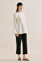 Linen Tunic with Tie-Up Sleeves Ecru - 4