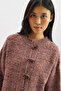 Wide Buttoned Knit Cardigan Burgundy - 4