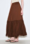 Crush Pleated Long Skirt Brown - 4