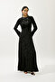 Jacquard Satin Evening Dress Black - 5