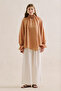 Gi̇peli̇ Linen Balloon Sleeve Blouse Almond - 3