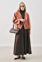 Belt-Detail Flared Skirt Brown