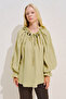 Ruched Collar Muslin Blouse Yellow - 4
