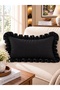 İnci Vintage Velvet Textured Black Ruffled Throw Pillow Cover 1 Pc - 2