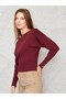 Women's Boat Neck Bat Sleeve Waist-Fitted Knitwear Sweater 141102 Claret Red - 5