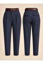Navy Blue Belted Pleated Carrot Pants - 2