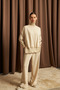 Women's Cream Turtleneck Side Zipper Detailed Modal Suit