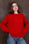 Red Oversized Crew Neck Women's Knitwear Sweater - 7