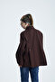 Manarola Oversize Dark Burgundy Blazer Jacket - Open/Cut Sleeve Detail - 5