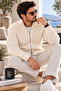 Men's Knitwear Sweater Zippered Stand Collar Thick Knitted Textured Slim Fit Stylish Casual Sweater - 3