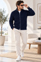 Men's Knitwear Sweater Zippered Stand Collar Thick Knitted Textured Slim Fit Stylish Casual Sweater - 2