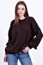 Brown Oversized Crew Neck Women's Knitwear Sweater - 7