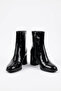 Yepes round toe stitched women's heeled classic boot - black crinkled patent leather - 2