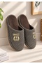 Prestij Embroidered Luxury Men's House Slippers Soundproof Wool Insole Slippers