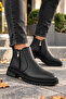 Black Daily Fur Lined Cold and Waterproof Guaranteed Sturdy Non-Slip Rubber Sole Ankle Boots - 5