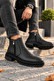 Black Daily Fur Lined Cold and Waterproof Guaranteed Sturdy Non-Slip Rubber Sole Ankle Boots - 4