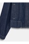 65392 100% Cotton Stand Collar Denim Jacket-Navy Blue - 8