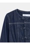 65398 Buttoned Fabric Coat - Navy Blue - 7