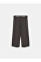 72785 Belt Detailed Straight-Leg Trousers - Brown - 6