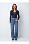 32310 V-Neck Cashmere Blend Modal Blouse-Navy Blue - 4