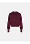 10816 Wool Blend Buttoned Knit Sweater-Burgundy M. - 6