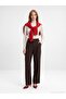 7954 High Waist Pleated Palazzo Pants -Dark Brown