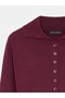 10816 Wool Blend Buttoned Knit Sweater-Burgundy M. - 8
