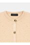 60935 Crew Neck Sequined Glitter Buttoned Knitwear Cardigan-Beige - 7