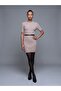 90257 Crew Neck Wool Blend Knitwear Dress-Mink M. - 3