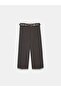 72785 Belt Detailed Straight-Leg Trousers - Brown - 5