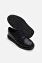 Men's navy blue genuine leather casual shoes - 5