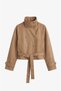 Camel Zinno High Collar Belted Trench Coat - 2