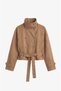 Camel Zinno High Collar Belted Trench Coat - 3
