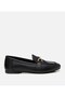 Women's Leather Black Leather Buckle Loafer