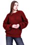 Red Oversized Crew Neck Women's Knitwear Sweater - 6