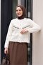 Buttoned Front Embroidered Lace-Like Knit Knitwear Cardigan -Ecru - 3