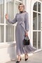 Robe-Style Dress with Pleated Sleeves and Body -Grey - 4